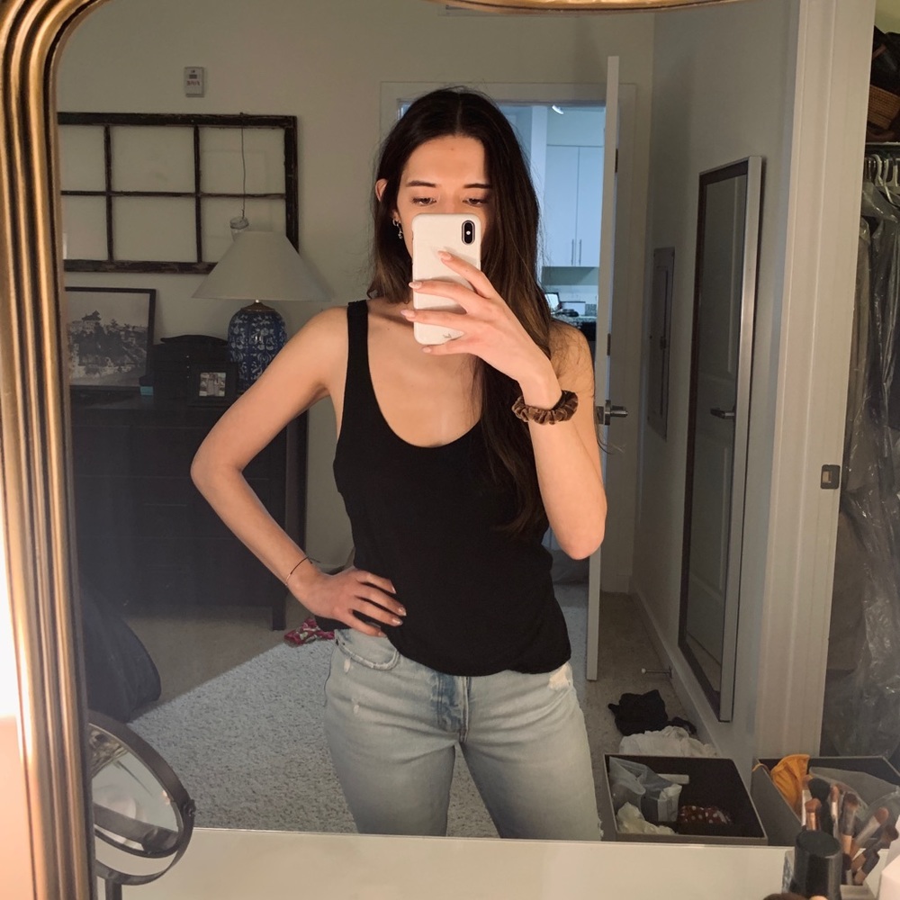 Black cotton backless tank top size small
